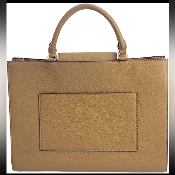 TORY BURCH 138773 BRITTEN TAN WITH GOLD HARDWARE WOMENS LARGE TOTE BAG - Picture 4 of 6